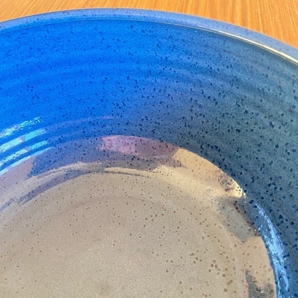 Large Blue Glazed Salad Bowl Pottery - Picture 12 of 15